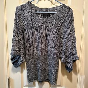 Brittany Black Medium Scoop Neck Dolman Batwing Sleeve Sweater fitted waist